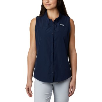 Columbia PFG Fishing Dames, Coral Point Sleeveless Woven Donkerblauw, 37POWCXIH